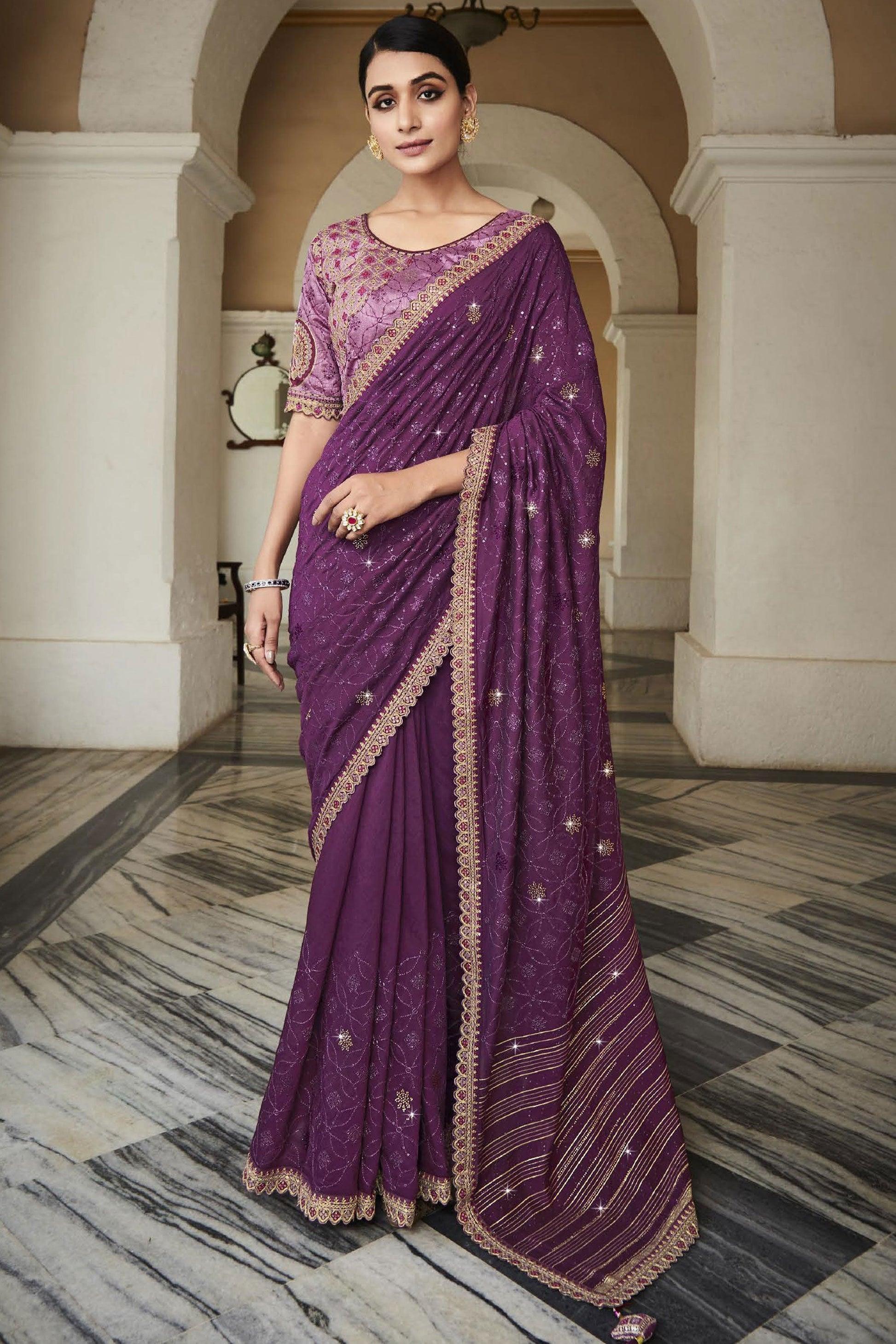 Marun colour saree